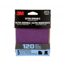 3M 7100198729 - 3M™ Ultra Durable Power Sanding 1/4 Sheet, 120 grit, 1/4Sht5pk120, 5/Pack