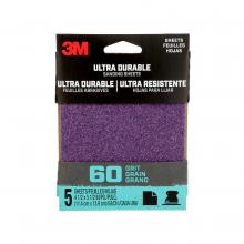 3M 7100198735 - 3M™ Ultra Durable Power Sanding 1/4 Sheet, 60 grit, 1/4Sht5pk60, 5/Pack