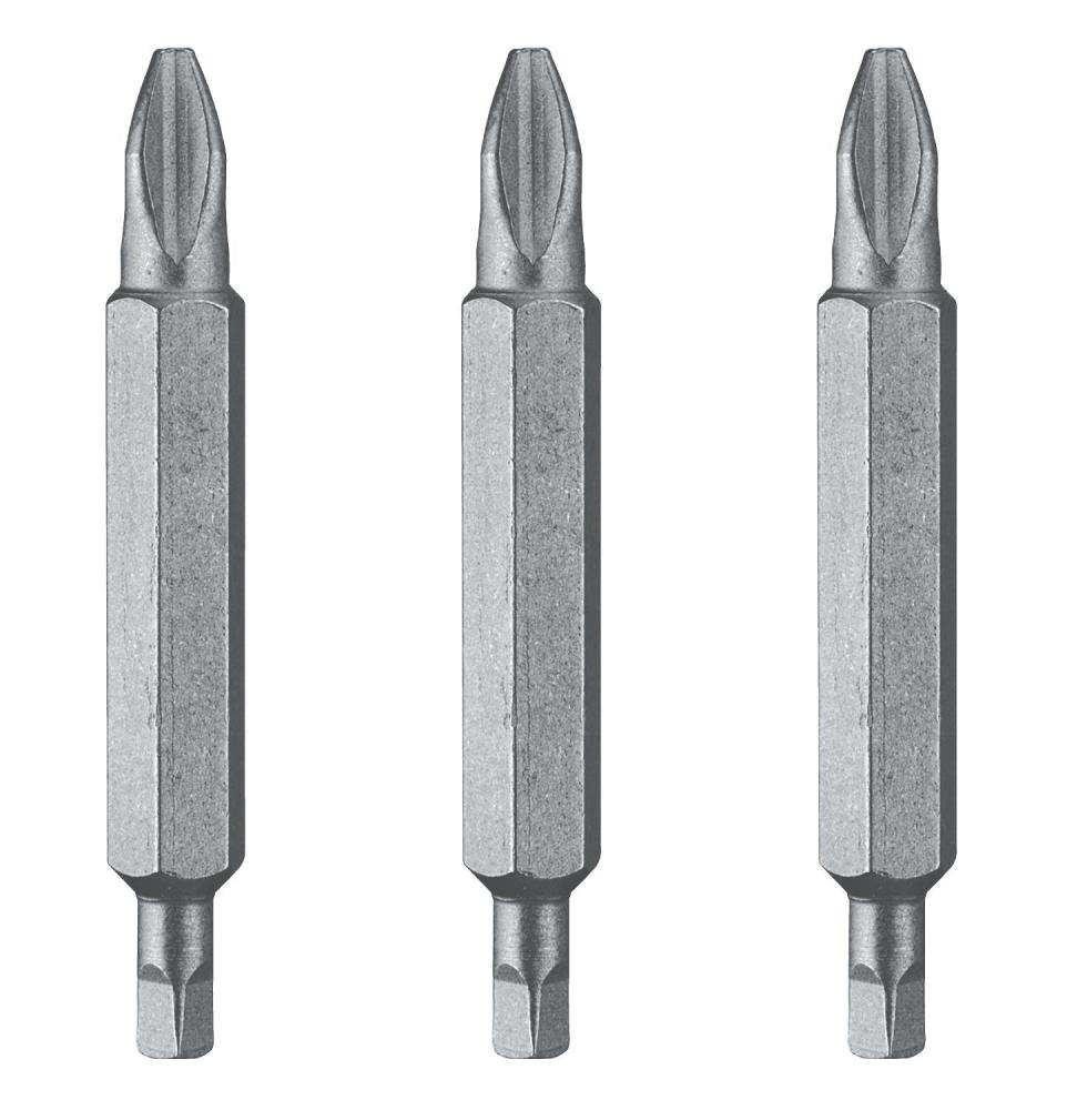 #2/#2 DOUBLE END PHILLIPS/SQUARE RECESS BIT (3 PK)