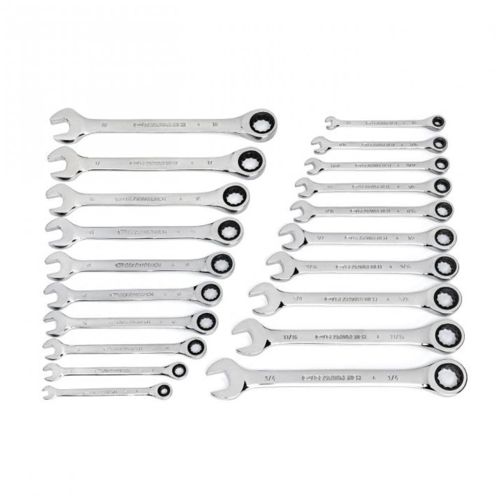 20 Pc. 72-Tooth 12 Point SAE/Metric Combination Ratcheting Wrench Set