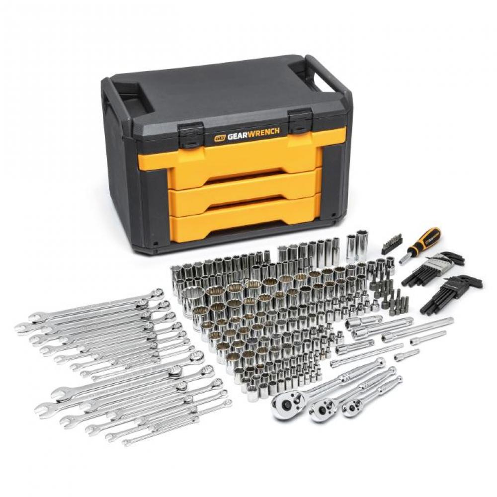 239 Pc. 1/4&#34;,3/8&#34;, and 1/2&#34; Dr. 6 and 12 Point SAE/Metric Mechanics Tool Set