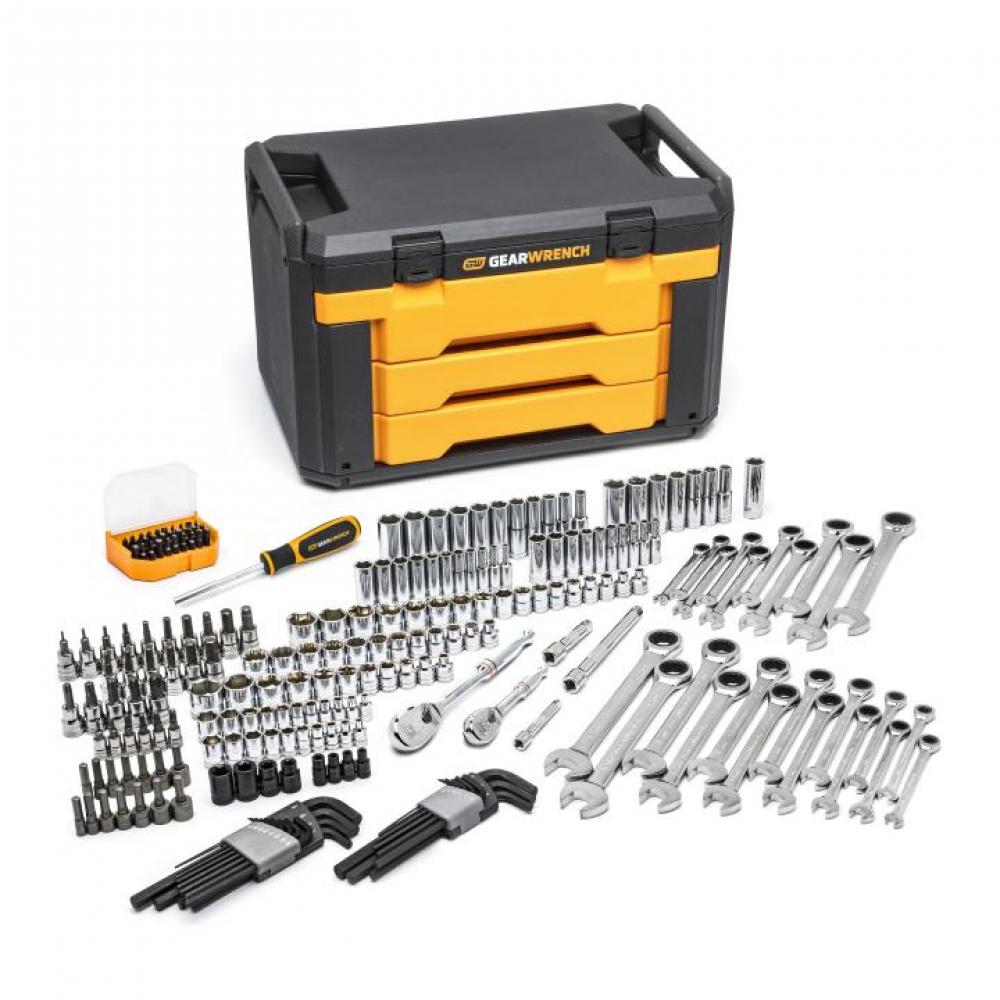 232 Pc. 1/4&#34; and 3/8&#34; Drive 6 and 12 Point SAE/Metric Mechanics Tool Set