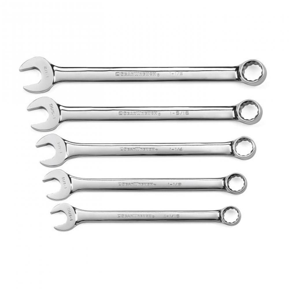 5 Pc. 12 Point SAE Long Pattern Combination Wrench Set with Wrench Roll