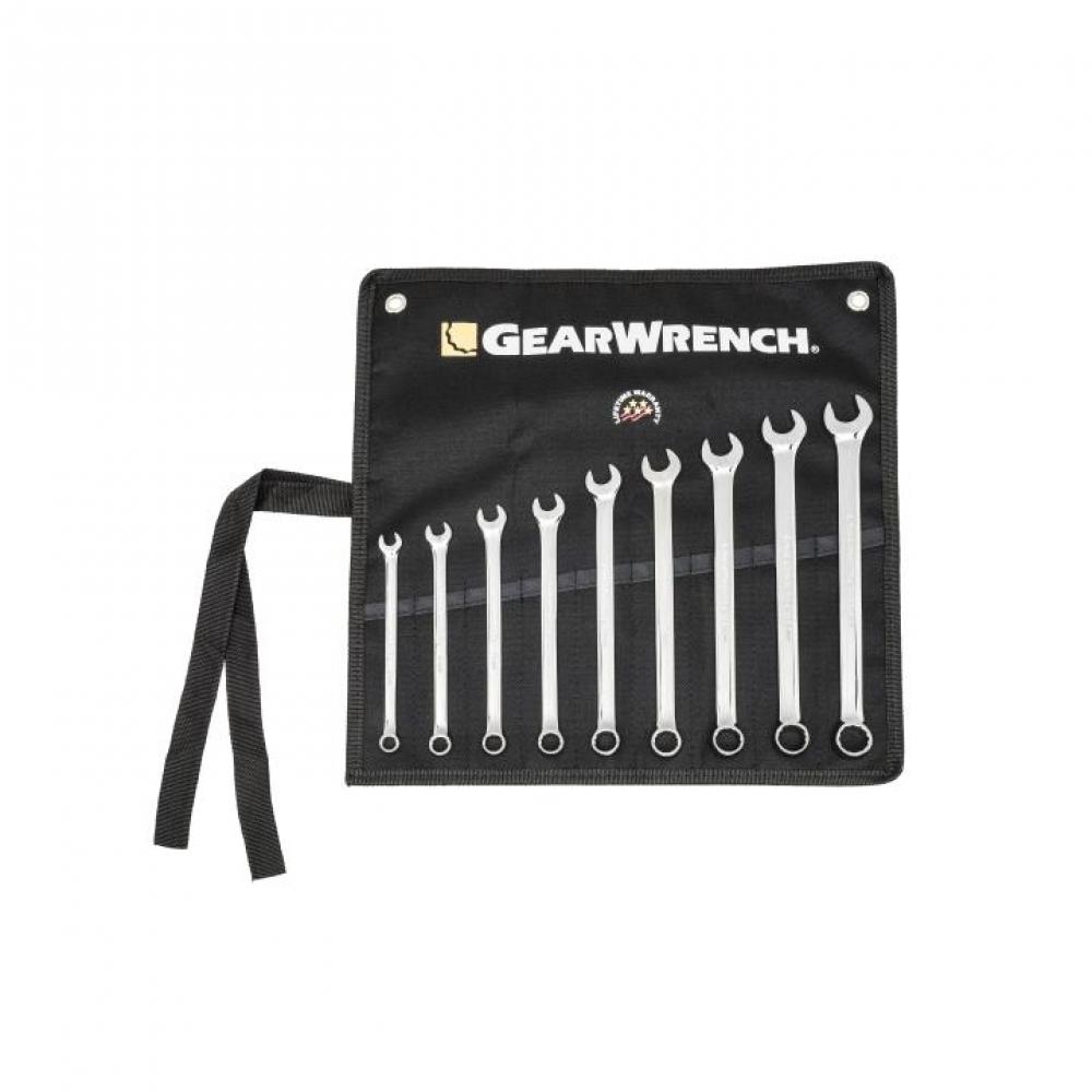 9 Pc. 12 Point Metric Long Pattern Combination Wrench Set with Wrench Roll