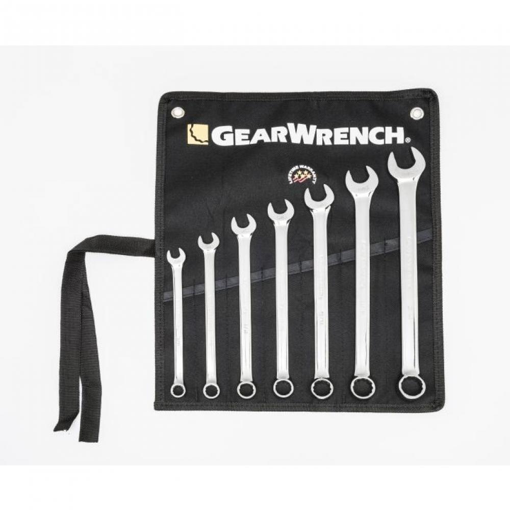 7 Pc. 12 Point SAE Long Pattern Combination Wrench Set with Wrench Roll