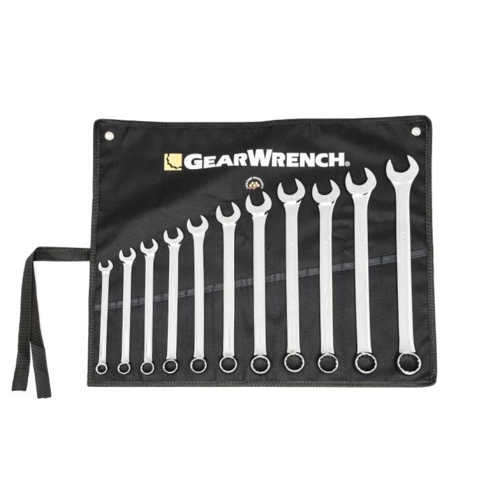 11 Pc. 12 Point SAE Long Pattern Combination Wrench Set with Wrench Roll