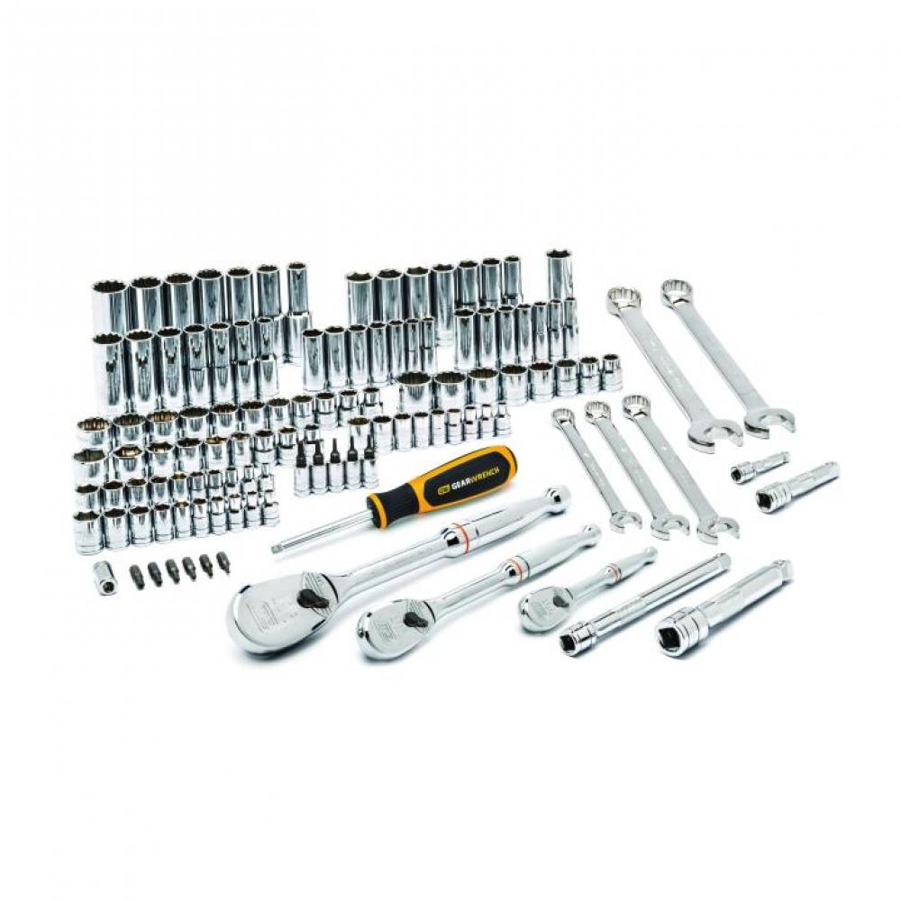 118 Pc. 1/4&#34;, 3/8&#34;, and 1/2&#34; Drive 6 and 12 Point SAE/Metric Mechanics Tool Set