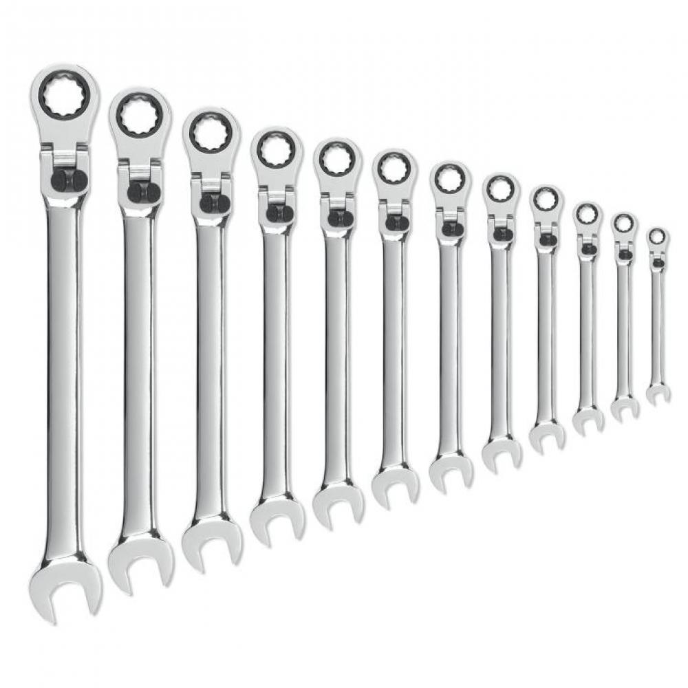 12 Pc. 72-Tooth 12 Point Metric XL Locking Flex Combination Ratcheting Wrench Set