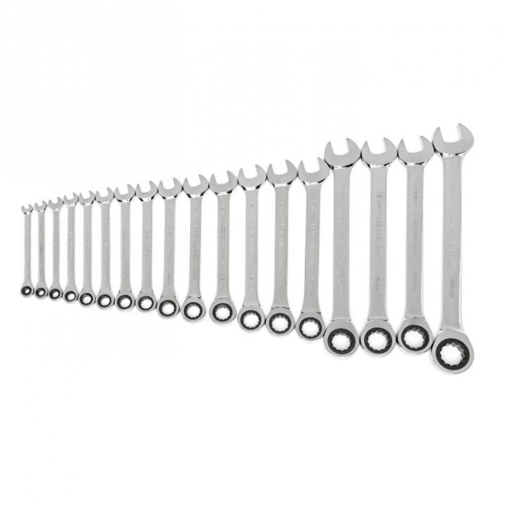 18 Pc. 72-Tooth 12 Point Metric Combination Ratcheting Wrench Set