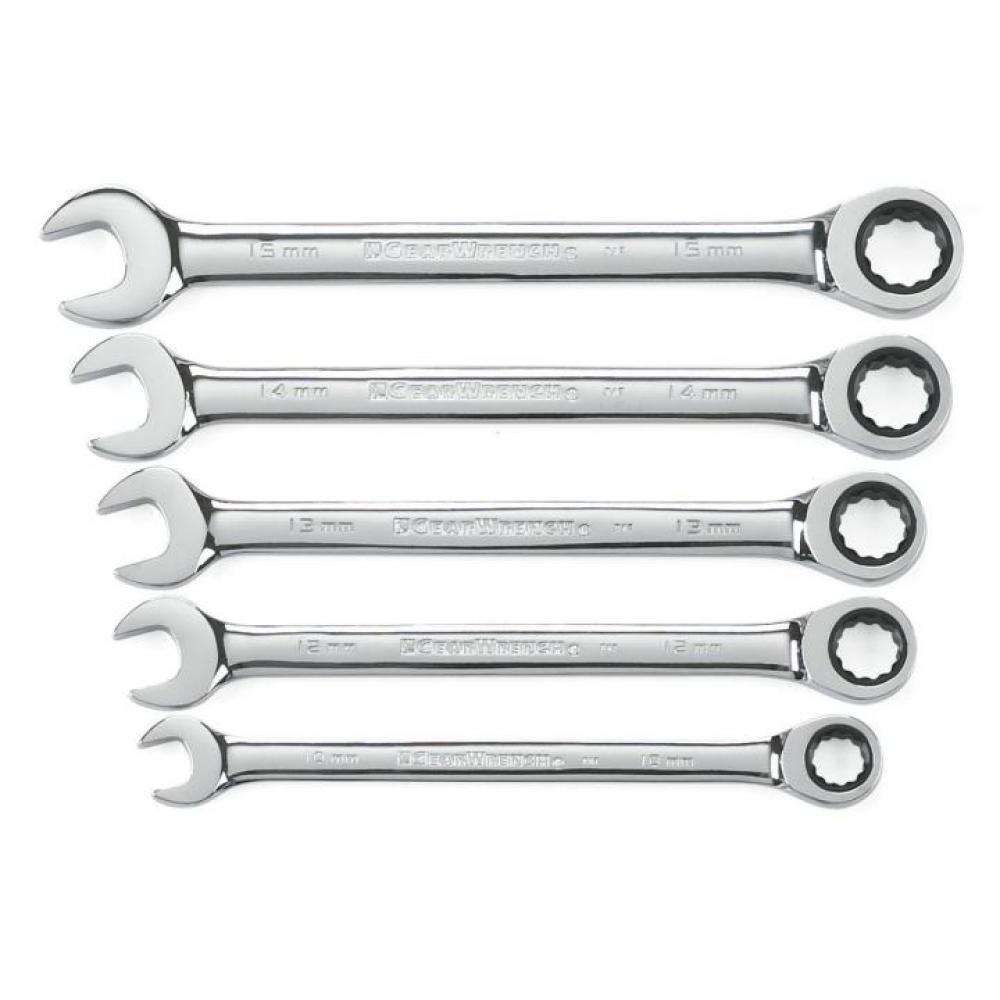 5 Pc. 72-Tooth 12 Point Metric Combination Ratcheting Wrench Set