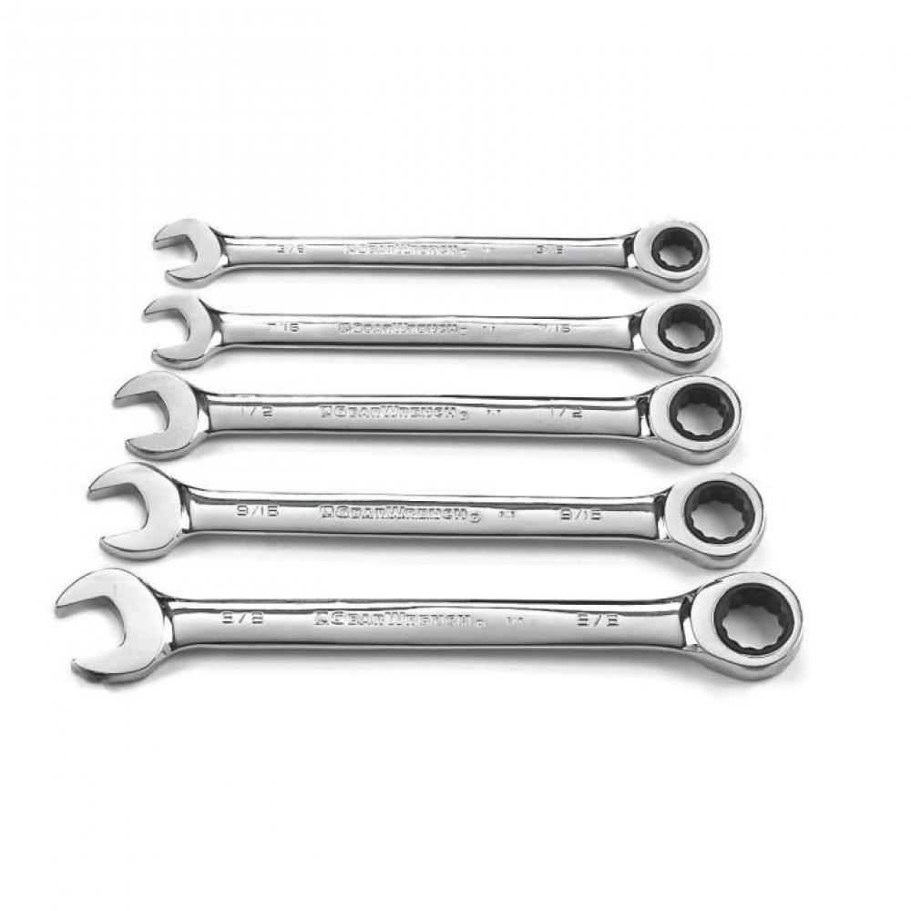 5 Pc. 72-Tooth 12 Point SAE Combination Ratcheting Wrench Set