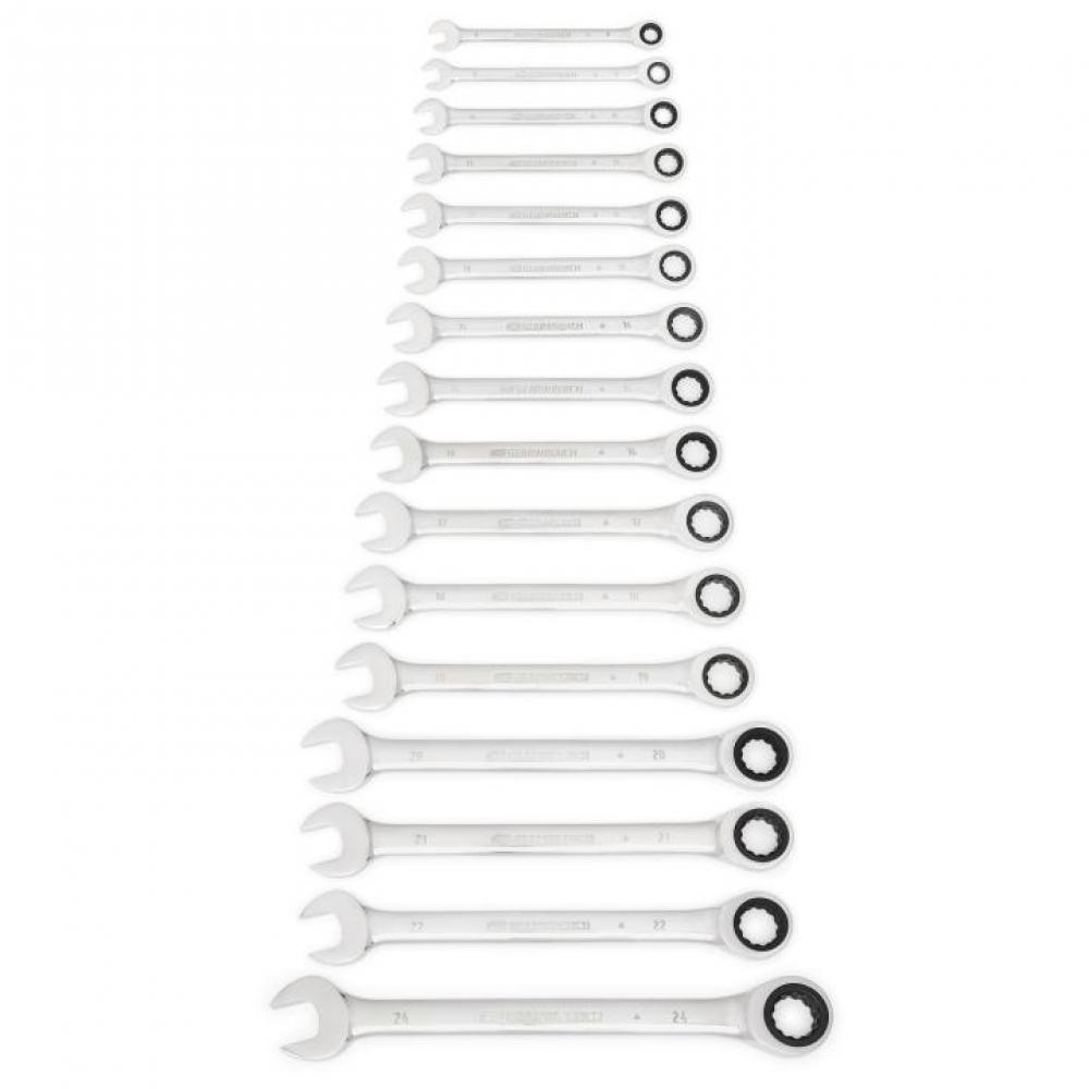 16 Pc. 72-Tooth 12 Point Metric Combination Ratcheting Wrench Set