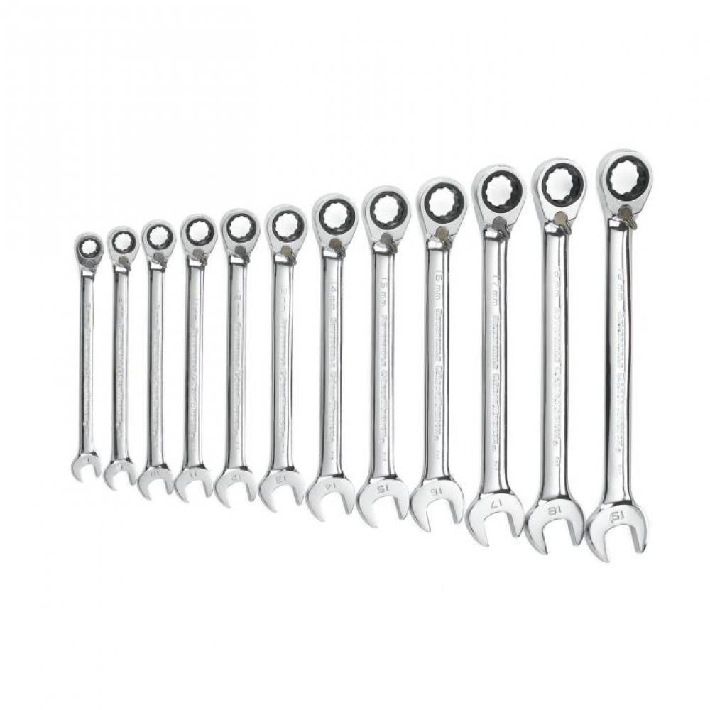 12 Pc. 72-Tooth 12 Point Metric Reversible Combination Ratcheting Wrench Set