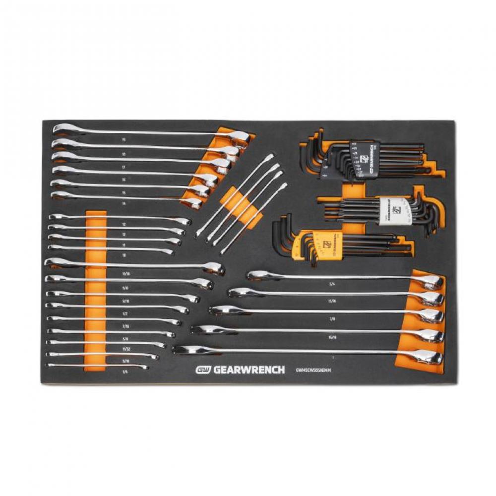 59 Pc. 6 Point Combination Wrench and Hex Key Set in Foam Storage Tray