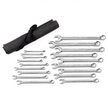 GearWrench 81920 - 18 Pc. 12 Point Metric Long Pattern Combination Wrench Set with Wrench Roll