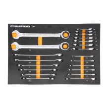 GearWrench 86526 - 21 Pc. 72-Tooth 12 Point SAE Standard & Stubby Combination Ratcheting Wrench Set with Foam Storage T