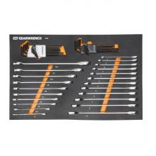 GearWrench 86528 - 44 Pc. 90-Tooth SAE/Metric Combination Ratcheting Wrench & Long Arm Hex Key Set with Foam Storage Tr