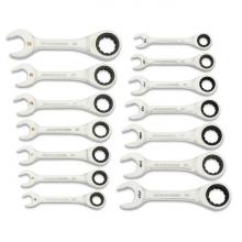 GearWrench 86859 - 14 Pc. 90-Tooth 12 Point SAE/Metric Stubby Combination Ratcheting Wrench Set