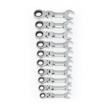 GearWrench 9550 - 10 Pc. 72-Tooth 12 Point Metric Stubby Flex Combination Ratcheting Wrench Set