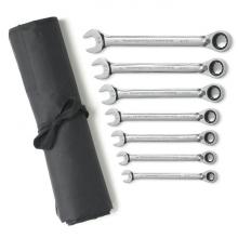 GearWrench 9567RN - 7 Pc. 72-Tooth 12 Point SAE Reversible Combination Ratcheting Wrench Set with Wrench Roll