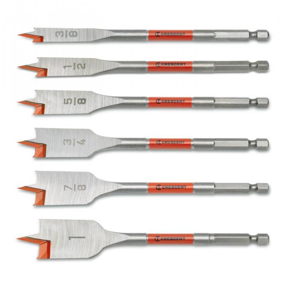 6PC FLAT SPADE BIT SET,6&#34;