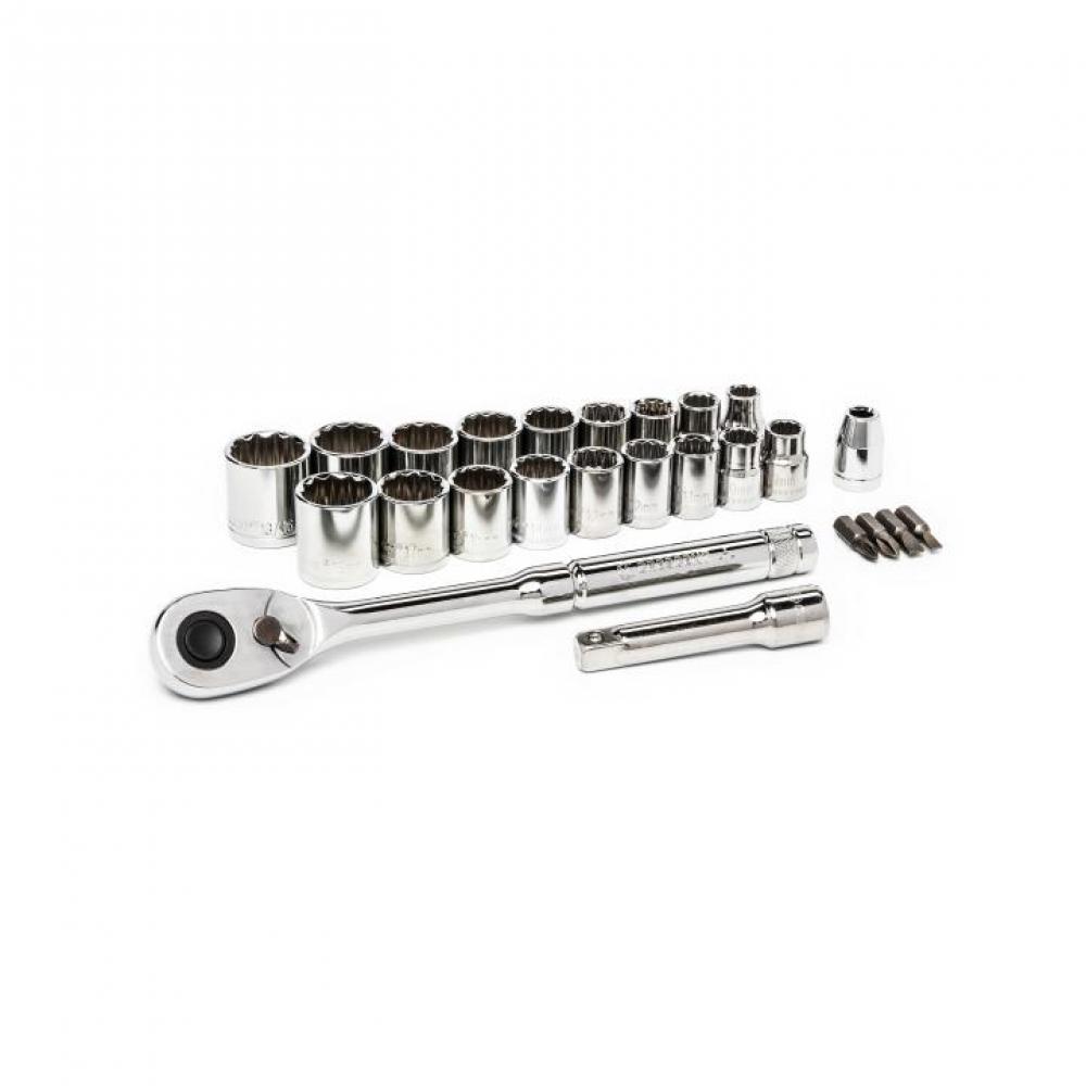 SOCKET WRENCH SET,25PC,3/8&#34;DR,SAE/MM