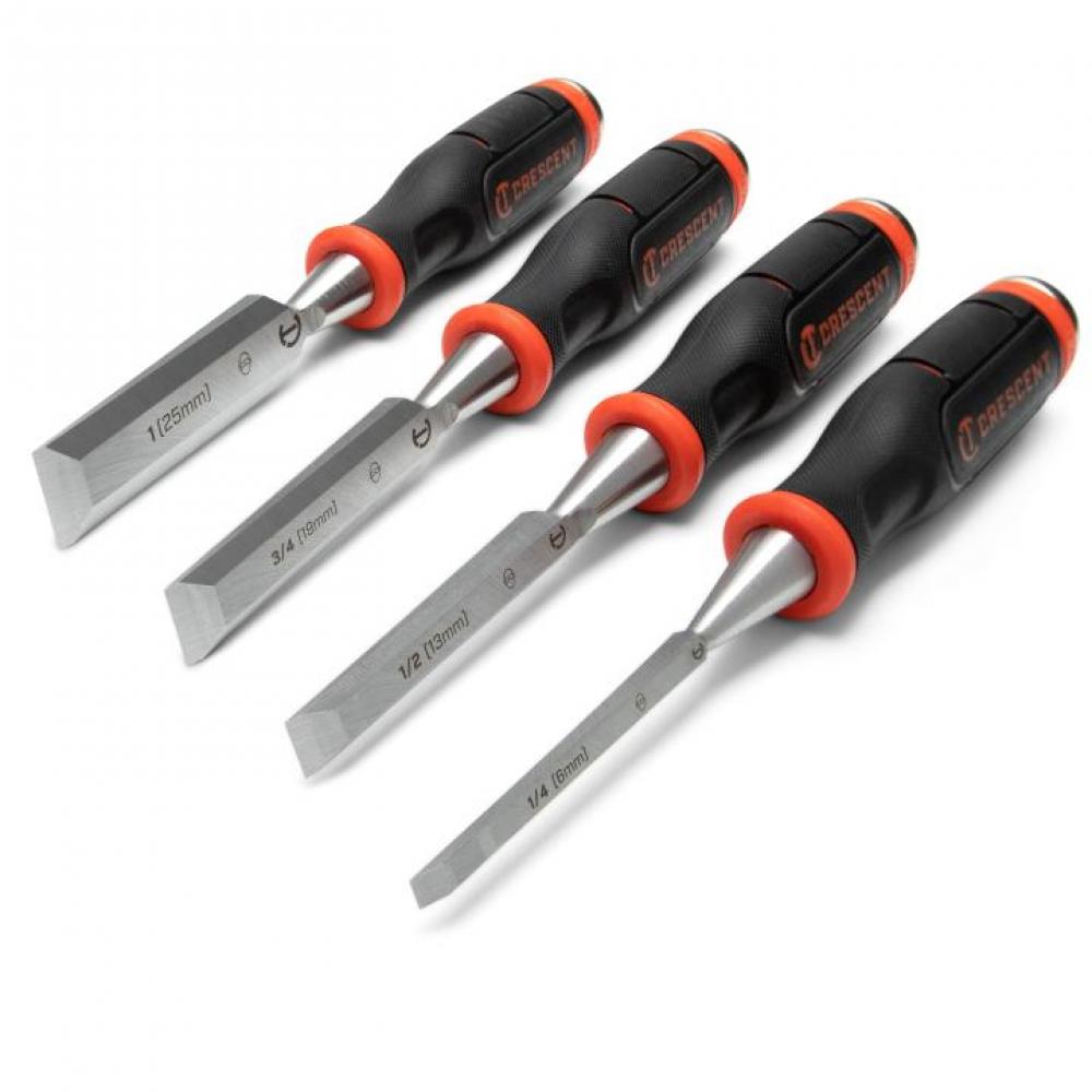 CHISEL, 1/4&#34;, 1/2&#34;, 3/4&#34;, 1&#34;, WOOD, 4PC