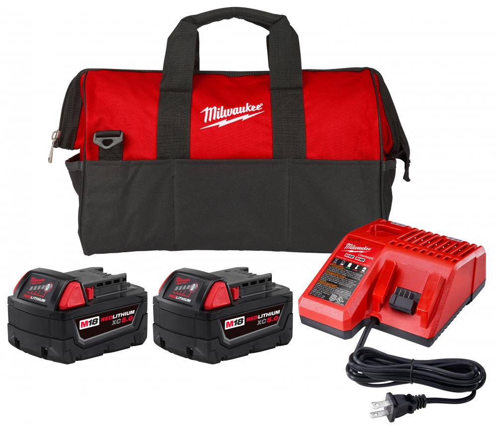 M18™ REDLITHIUM™ XC 5.0Ah Battery (2 Piece) and Charger Starter Kit