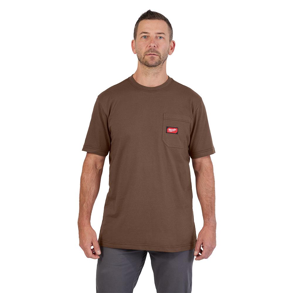 GRIDIRON™ Pocket T-Shirt - Short Sleeve Brown 3X