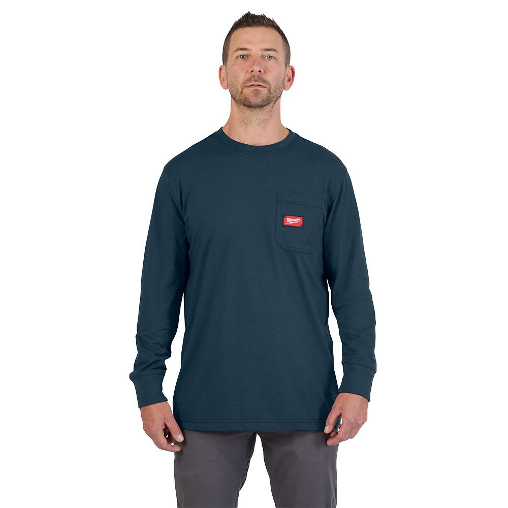 GRIDIRON™ Pocket T-Shirt - Long Sleeve Blue XL