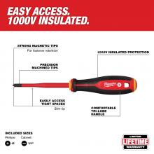 Milwaukee 48-22-2207 - 2pc 1000V Insulated Slim Tip Screwdriver Set