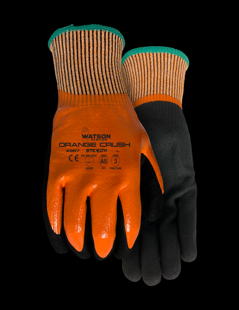 STEALTH ORANGE CRUSH A5 18GG FULLDIP SANDY NITRILE COATED - XXL