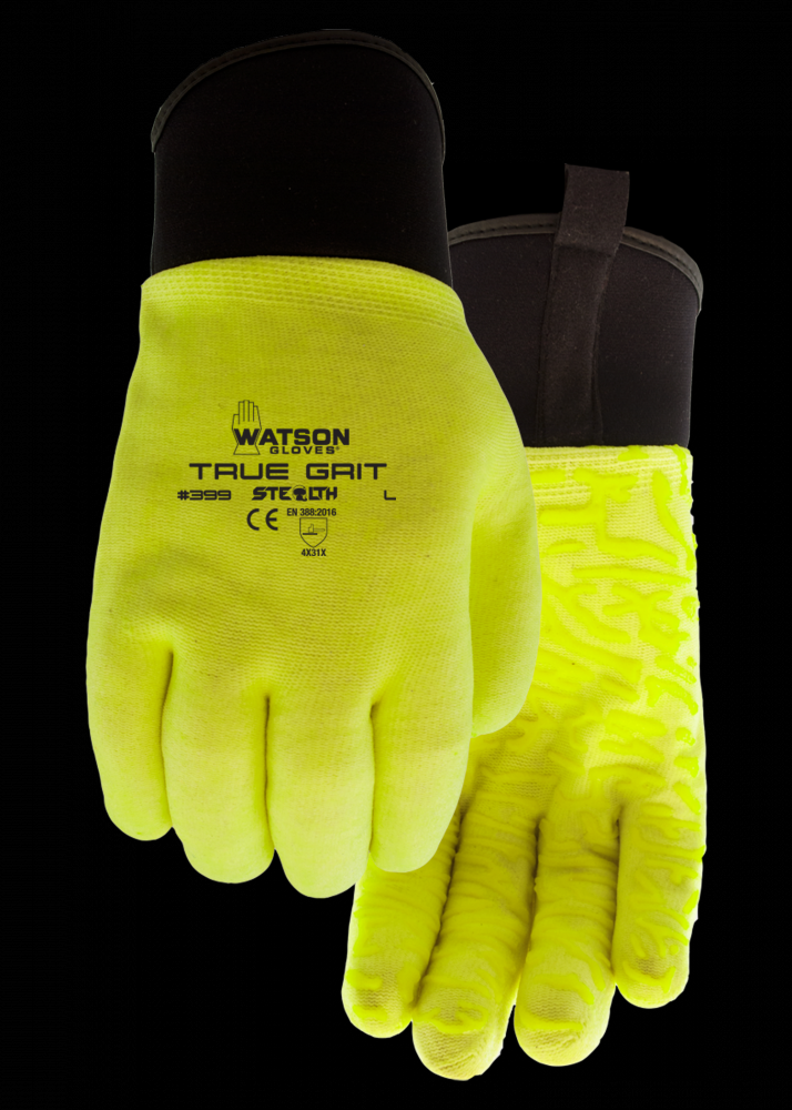 TRUE GRIT FULL DIPPED PVC TEXTURED PALM HI VIS COATED - M