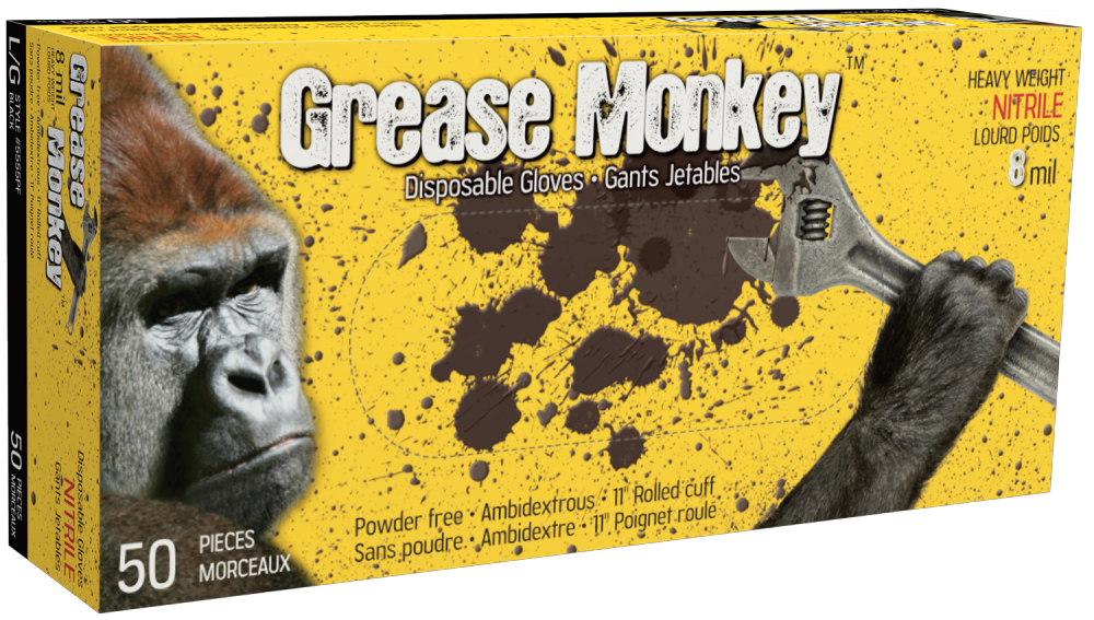 GREASE MONKEY 8 MIL NITRILE BLACK DISPOSABLE - XXL