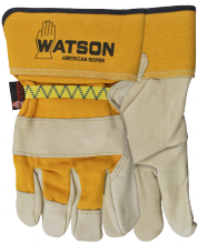 Watson Gloves 4022 - AMERICAN ROPER PREMIUM FULLGRAIN COW COTTON BACK COMBO - X