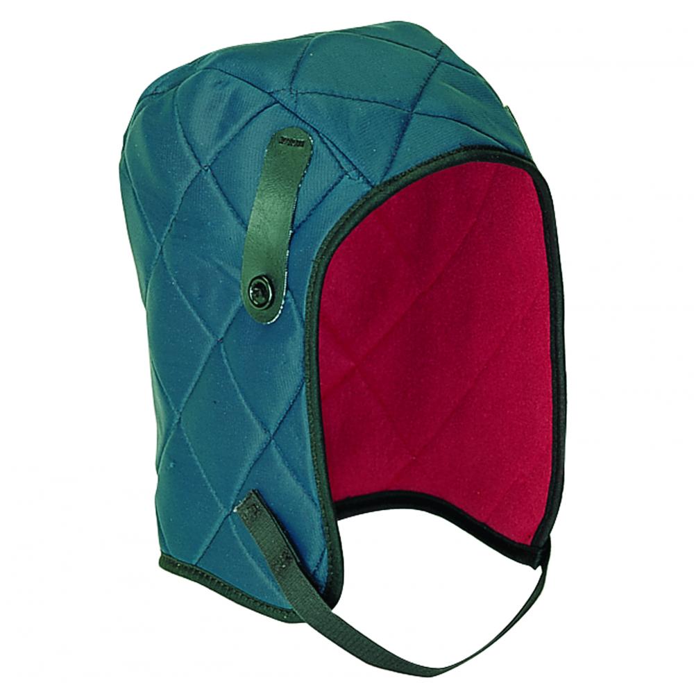 Regular Length blue quilted stretch liner with soft red lining to be worn under hard hats