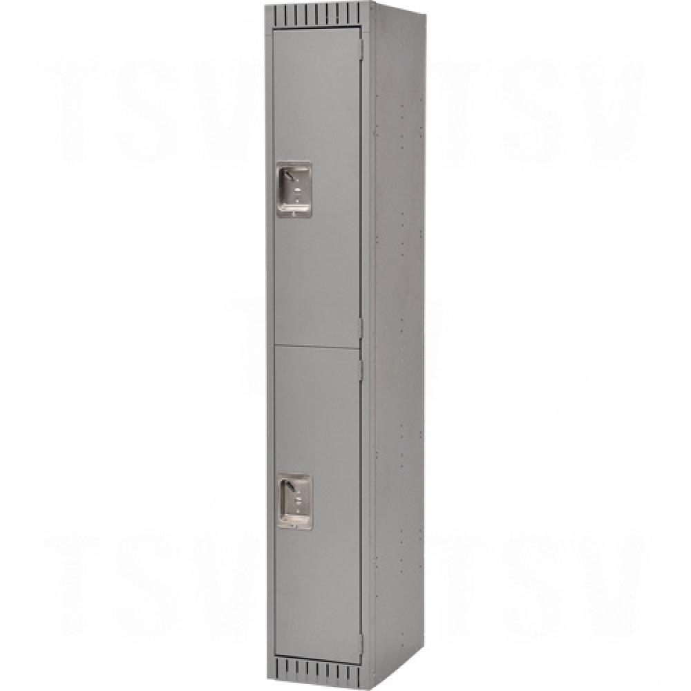 LOCKER, ASSEMBLED,2 TIER,1 BANK, 12X18X72 GREY