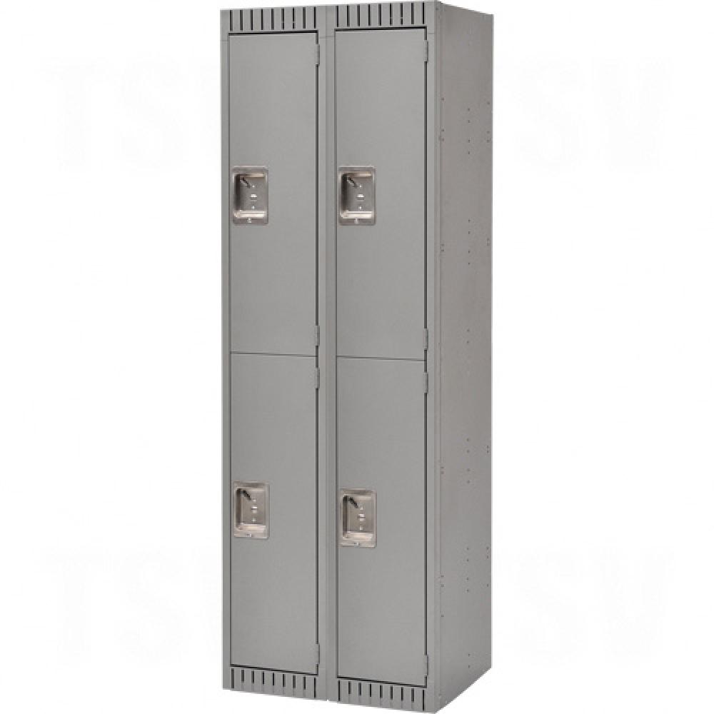 LOCKER, ASSEMBLED,2 TIER,2 BANK, 24X18X72 GREY