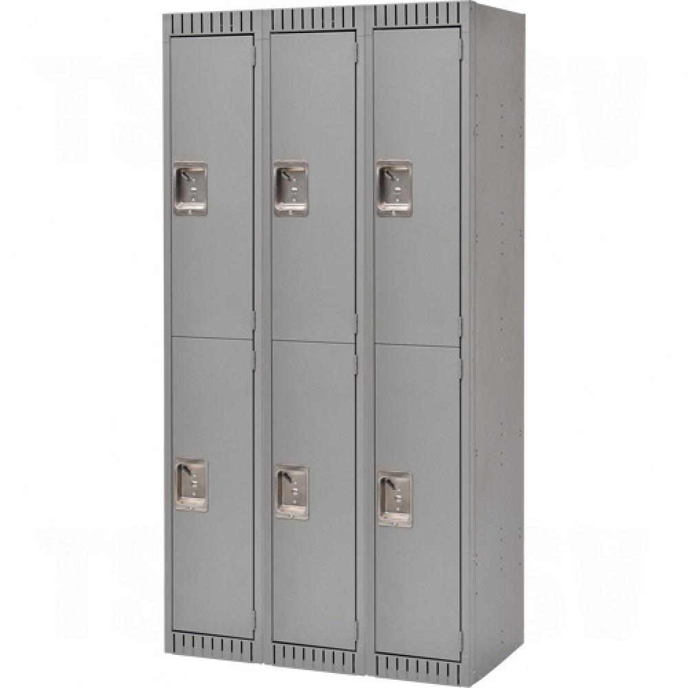 LOCKER, ASSEMBLED,2 TIER,3 BANK, 36X18X72 GREY