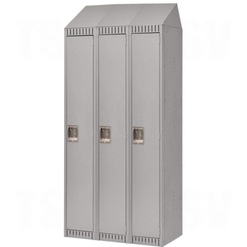 LOCKER, ASMBLD,W/ST,1 TIER ,3 BANK, 36X18X72 GRY