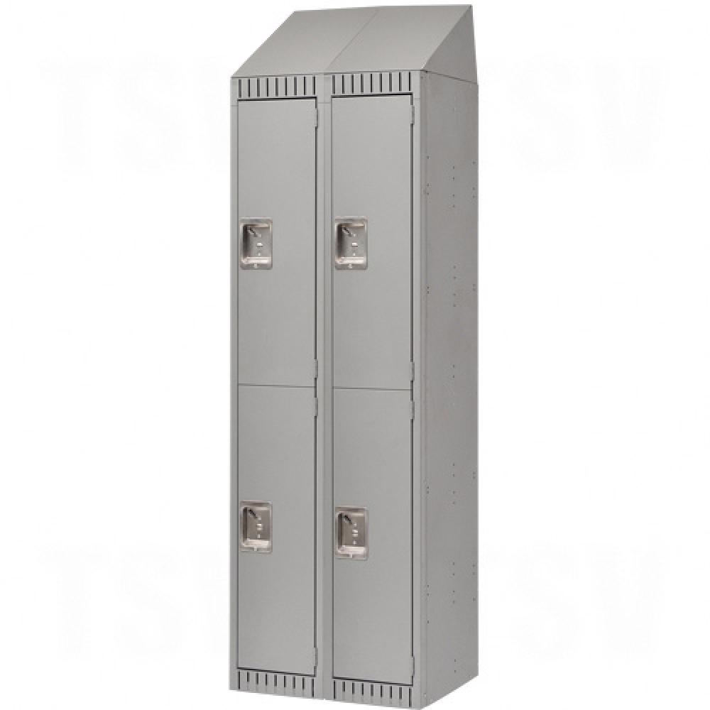 LOCKER, ASMBLD,W/ST,2 TIER ,2 BANK, 24X18X72 GRY