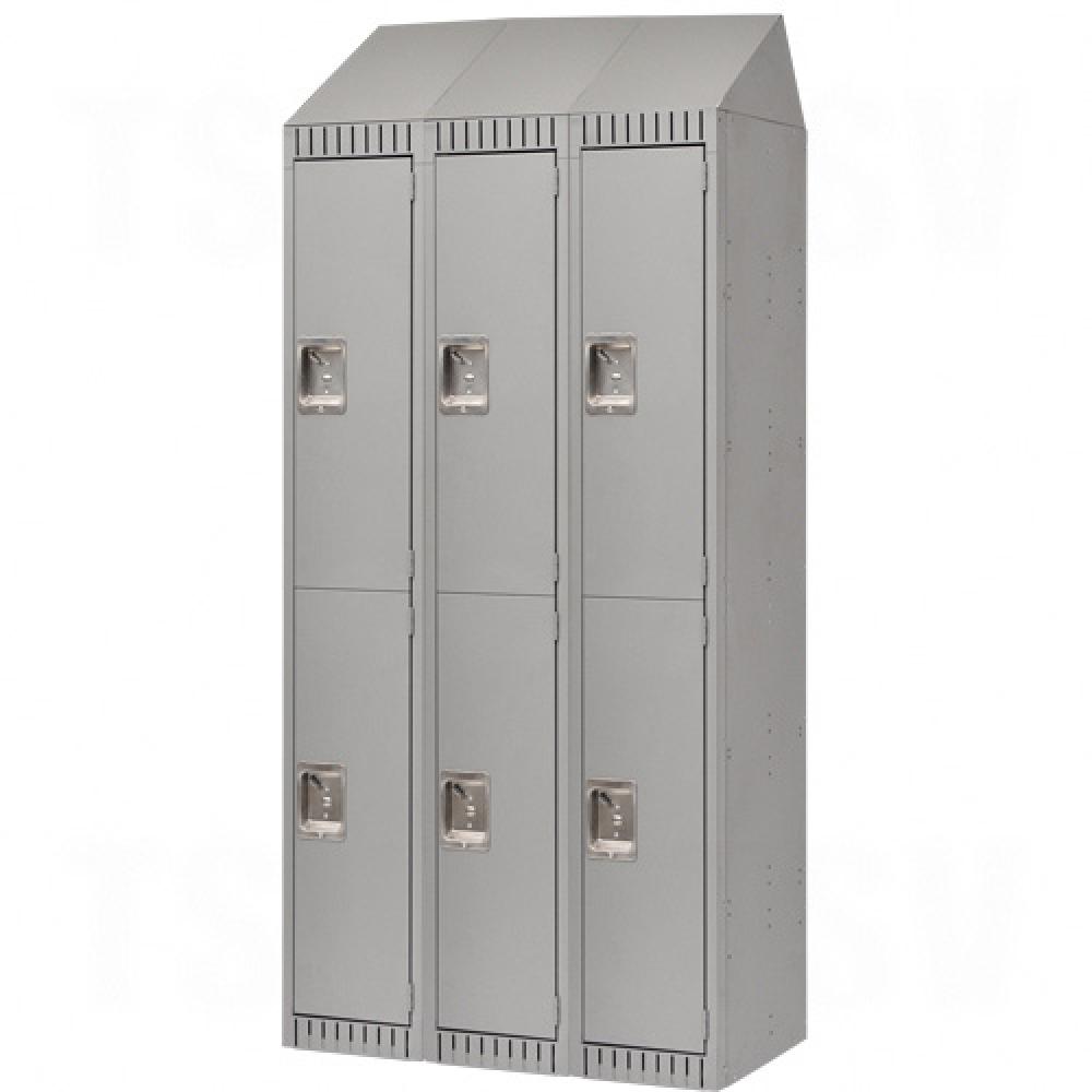 LOCKER, ASMBLD,W/ST,2 TIER ,3 BANK, 36X18X72 GRY