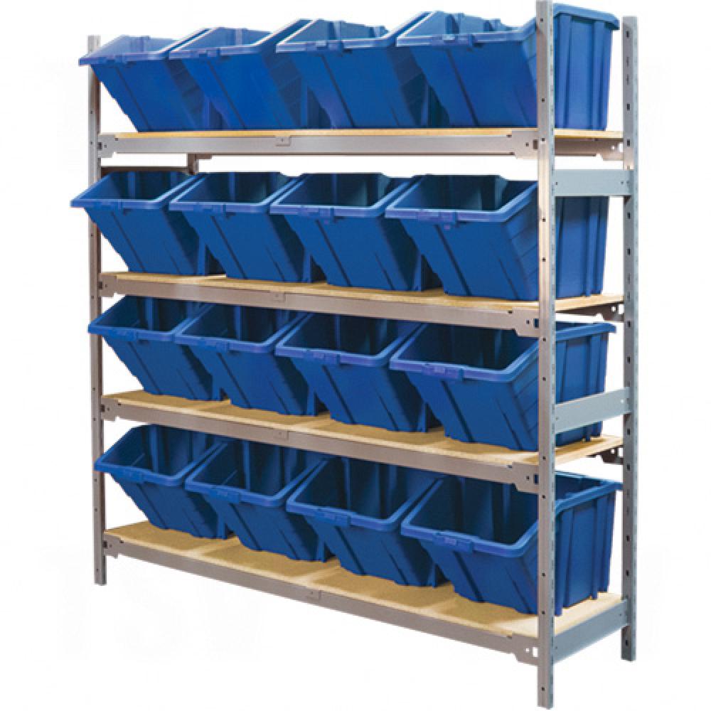 Wide Span Shelving with Jumbo Plastic Bins