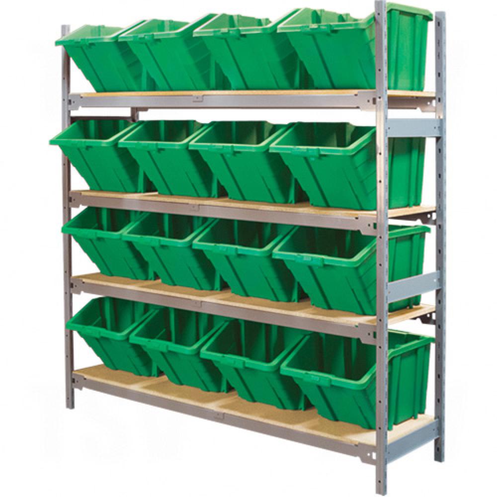 Wide Span Shelving with Jumbo Plastic Bins