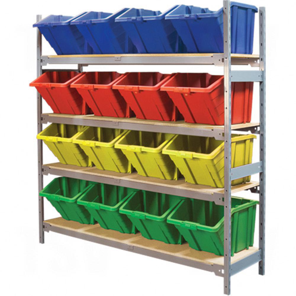 Wide Span Shelving with Jumbo Plastic Bins