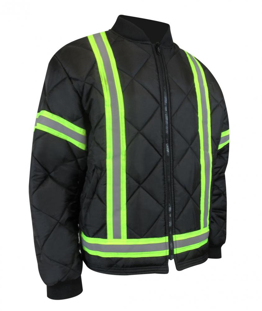 REVERSIBLE QUILTED FLEECE LINED JACKET WITH REFLECTIVE STRIPES