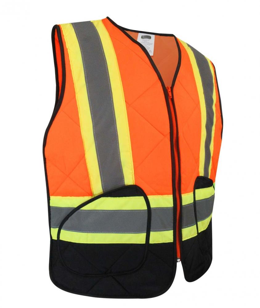 QUILTED NYLON FREEZER VEST WITH REFLECTIVE STRIPES