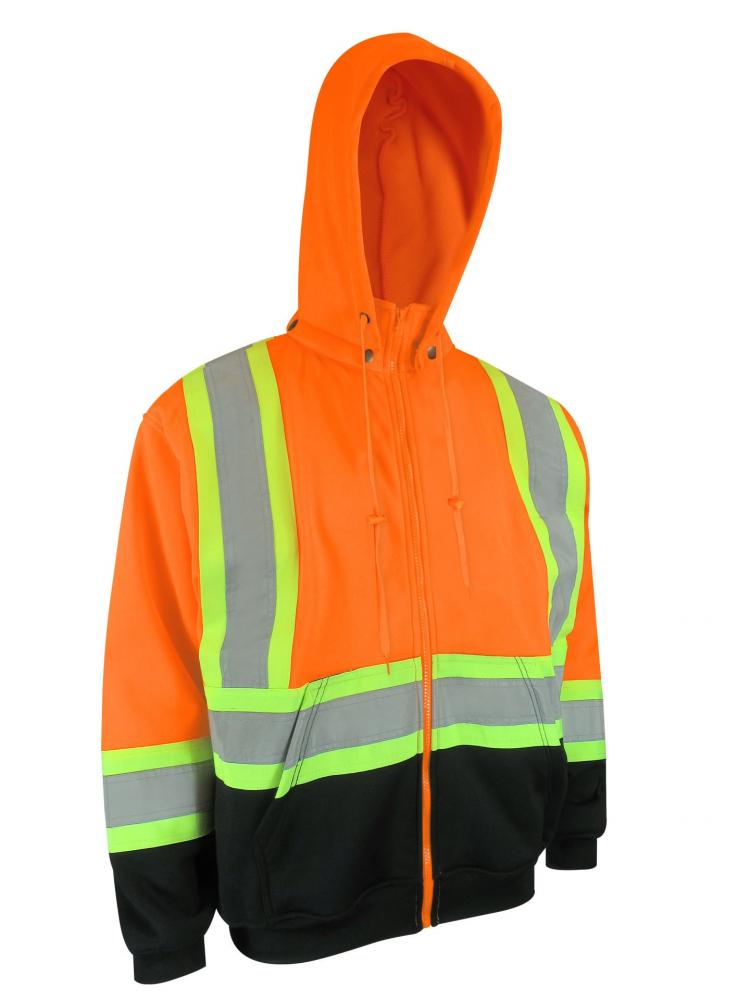 HOODED POLYESTER JACKET WITH REFLECTIVE STRIPES