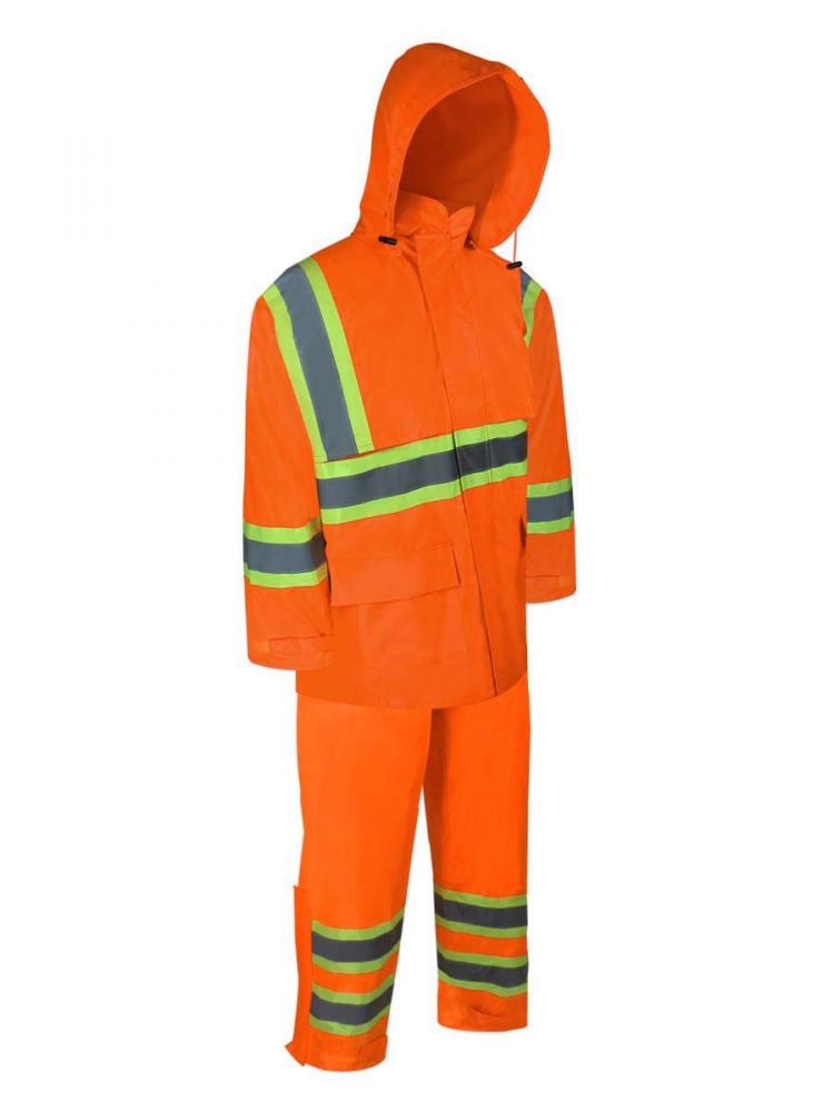 NYLON RAIN SUIT WITH REFLECTIVE STRIPES