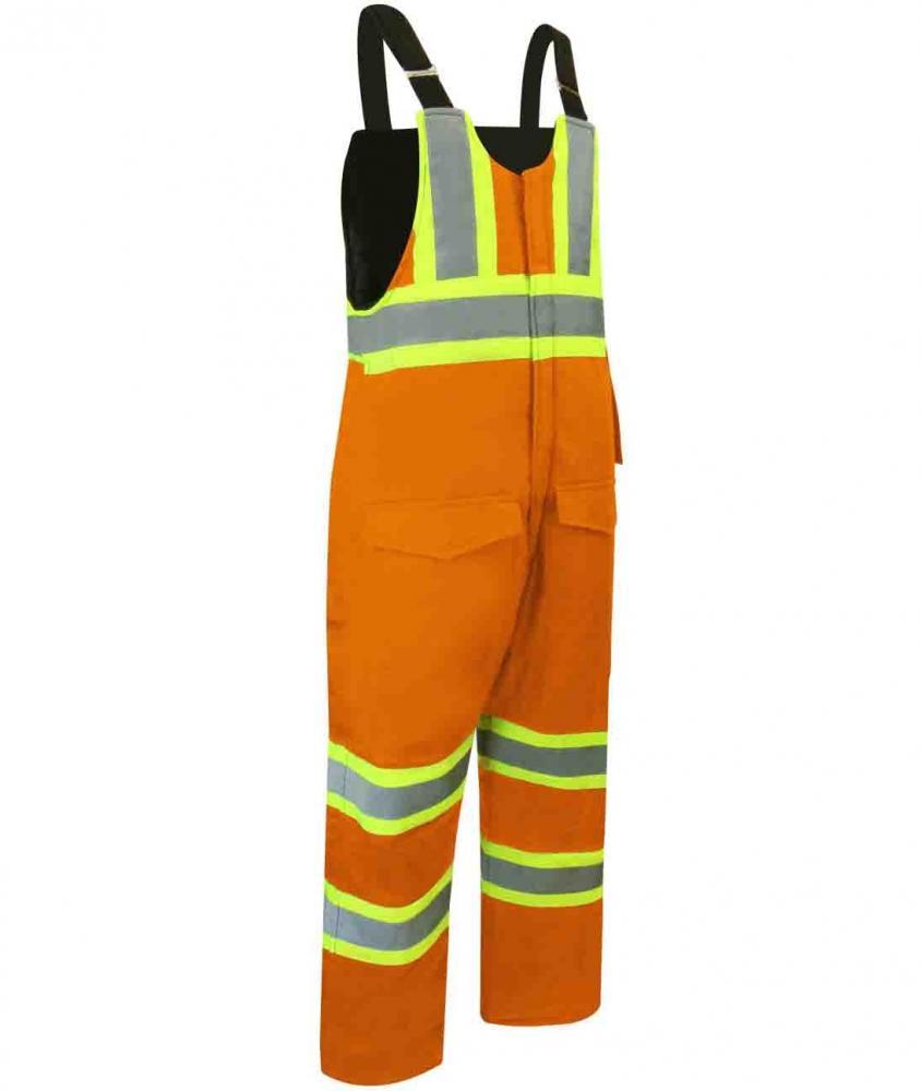 DUCK COTTON INSULATED BIB PANTS WITH ZIPPER ON THE LEGS AND REFLECTIVE STRIPES